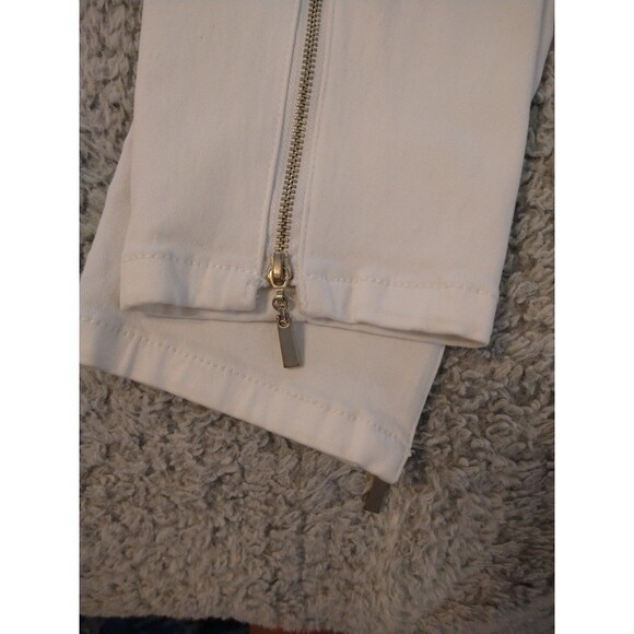 White House Black market white denim side zip crop jeans Sz2 Boho - Picture 3 of 6